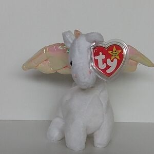 Ty White Plush Dragon Magic with Iridescent Wings